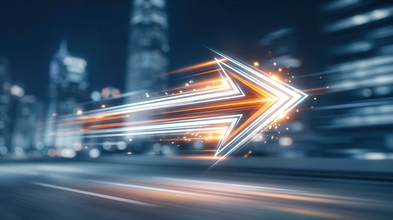 An arrow of light moving forward